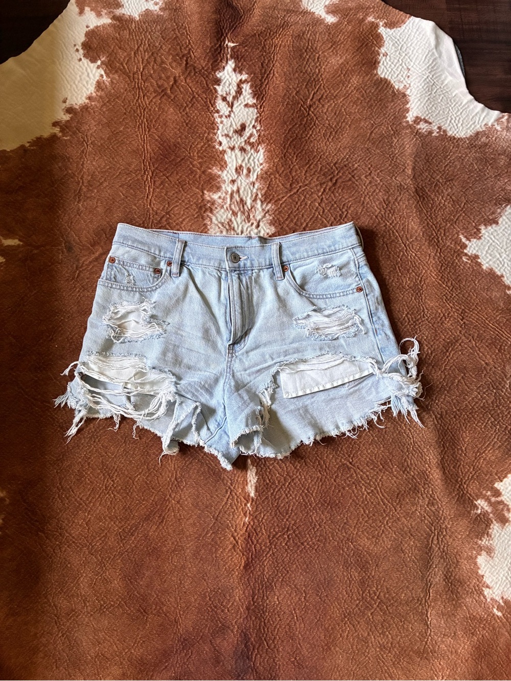American Eagle Outfitters Light Wash Distressed Denim Shorts